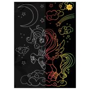 Гравюра с мультицветной основой ТРИ СОВЫ «Единорог», А4