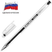 Ручка гелевая РОССИЯ «СОЮЗ», ЧЕРНАЯ, корпус прозрачный, 0,7 мм, линия письма 0,5 мм, BRAUBERG, 143963