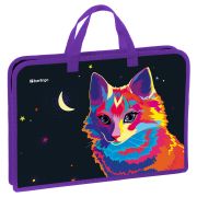 Папка с ручками 1 отделение, А4 Berlingo «Astro Cat», 340*245*40мм, пластик, на молнии