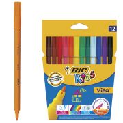 Фломастеры BIC «Kids Visa», 12 ЦВЕТОВ, суперсмываемые, вентилируемый колпачок, европодвес, 889695, 888695