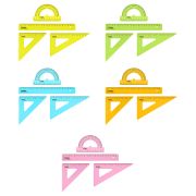 Набор чертежный СТАММ, размер M (линейка 20см, 2 треугольника, транспортир), прозрачный, неоновые цвета, ассорти, европодвес