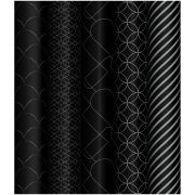 Упаковочная бумага глянц. 70*100см, MESHU «Pattern on black», 80г/м2, ассорти 5 дизайнов