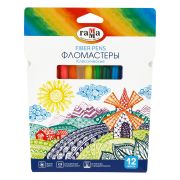 Фломастеры Гамма «Классические», 12цв., смываемые, картон. упак., европодвес