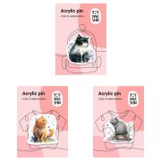 Набор акриловых значков MESHU «Cats in watercolor», прямая УФ-печать, 3шт.