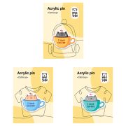 Набор акриловых значков MESHU «Catsincups», прямая УФ-печать, 3шт.
