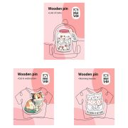 Набор деревянных значков MESHU «Lots of cats», каширование, 3шт.
