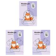 Набор деревянных значков MESHU «Kawaii fox», каширование, 3шт.