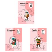 Набор деревянных значков MESHU «Fashionistas», каширование, 3шт.
