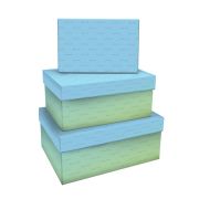 Набор прямоугольных коробок 3в1, MESHU «Green-blue gradient», (19*12*7,5-15*10*5см)