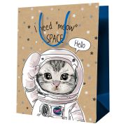 Пакет подарочный 18*23*10см MESHU «Космический кот», крафт