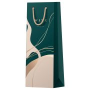 Пакет подарочный 12*36*8,5см MESHU «Abstraction.Emerald», матовое ламинирование, отд. фольгой, под бутылку