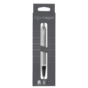 Ручка шариковая Parker «IM Stainless Steel CT» черная, 1,0мм, кнопочн., подарочная упаковка с европодвесом