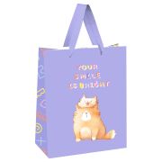 Пакет подарочный 18*23*10см MESHU «Your smile is bright», выб. лак, белый крафт
