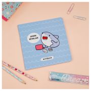 Записная книжка 170*170мм 40л. на скрепке MESHU «Shark deadline», soft-touch ламинация, выборочный УФ-лак, блок без линовки, 80г/м2