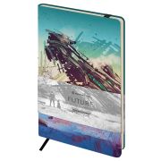 Записная книжка А5 80л. ЛАЙТ, кожзам, Greenwich Line «Future. Broken spaceship», с резинкой, тиснение фольгой, блок в линию