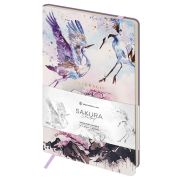 Записная книжка А5 80л. ЛАЙТ, кожзам, Greenwich Line «Sakura. Shadoof», с резинкой, тиснение фольгой, блок в линию