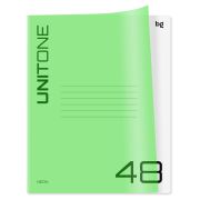 Тетрадь 48л. клетка BG «UniTone. Neon», пластиковая обложка, неон салатовый