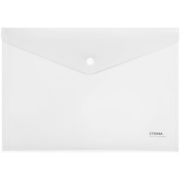 Папка-конверт на кнопке СТАММ А4, 180мкм, пластик, прозрачная