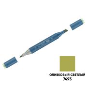 Маркер двусторонний для скетчинга Гамма «Студия», оливковый светлый, корпус трехгранный, пулевид./клиновид. наконечники