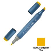 Маркер двусторонний для скетчинга Гамма «Студия», желтый средний, корпус трехгранный, пулевид./клиновид. наконечники