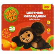 Карандаши цветные Мульти-Пульти «Чебурашка», 24цв., трехгран., заточен., метал. пенал