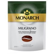 Кофе растворимый Monarch «Miligrano», сублимированный, с молотым, мягкая упаковка, 200г