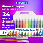 Фломастеры BRAUBERG «PREMIUM», 24 цвета, КЛАССИЧЕСКИЕ, вентилируемый колпачок, ПВХ-упаковка с европодвесом, 151936