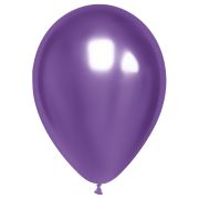 Воздушные шары,  50шт., М12/30см, MESHU, хром, фиолетовый