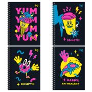 Записная книжка А6 80л., на гребне BG «Неоновый восторг», матовая ламинация, выб. лак, твердая обложка