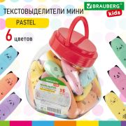 Текстовыделитель мини BRAUBERG KIDS «CUTE CATS PASTEL», АССОРТИ В ПЛАСТИКОВОЙ БАНКЕ, линия 1-5 мм, 152434.