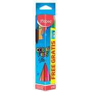 Карандаши цветные MAPED (Франция) «Color'Peps Star», 12 цветов, трехгранные, с точилкой, европодвес, 183213
