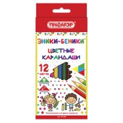 Карандаши цветные ПИФАГОР «ЭНИКИ-БЕНИКИ», 12 цветов, классические, заточенные, 181346