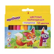 Карандаши цветные утолщенные ЮНЛАНДИЯ «МАЛЫШИ-КАРАНДАШИ», 12 цветов, укороченные заточенные, 181376