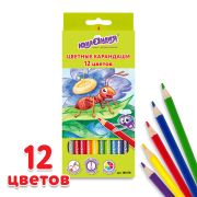Карандаши цветные ЮНЛАНДИЯ «В ГОСТЯХ У БУКАШЕК», 12 цветов, классические заточенные, 181378