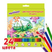 Карандаши цветные ЮНЛАНДИЯ «В ГОСТЯХ У БУКАШЕК», 24 цвета, классические заточенные, 181380