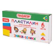 Пластилин классический ПИФАГОР «ЭНИКИ-БЕНИКИ СУПЕР», 6 цветов, 120 г, стек, 106428