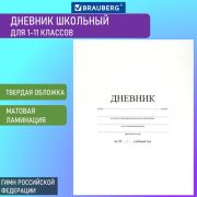 Дневник ДЭК 1-11 класс 40л, твердый, BRAUBERG, матовая ламинация, Белый, 106641