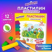 Пластилин классический ЮНЛАНДИЯ «ВЕСЁЛЫЙ ШМЕЛЬ», 12 цветов, 240 грамм, стек, ВЫСШЕЕ КАЧЕСТВО, 106431