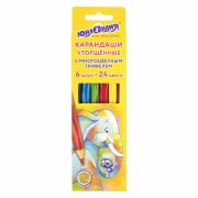 Карандаши с многоцветным грифелем МЯГКИЕ ЮНЛАНДИЯ «MAGIC», НАБОР 6 штук (24 цвета), утолщенные, 181791