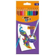 Карандаши цветные стираемые с ластиком BIC «Kids Evolution Illusion», 12 ЦВЕТОВ, европодвес, 987868