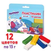 Пластилин мягкий ЮНЛАНДИЯ «ЮНЫЙ ВОЛШЕБНИК», 12 цветов 180 г, СО СТЕКОМ, ВЫСШЕЕ КАЧЕСТВО, европодвес, 106439