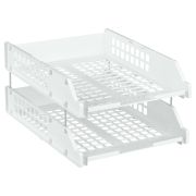 Лоток для бумаг горизонтальный СТАММ «Strong», набор 2шт., на метал. стержнях, белый