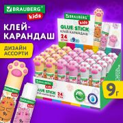Клей-карандаш «Лапки» Cat Paw, 9 г, фигурный колпачок, BRAUBERG KIDS, 271981