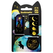 Закладки магнитные для книг, 4шт., MESHU «Moon cat», софт-тач, фольга