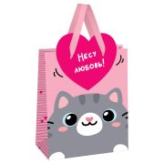 Пакет подарочный 18*23*10см MESHU «Give love», фольга,   матовая ламинация