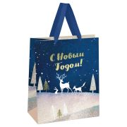 Пакет подарочный 18*23*10см MESHU «Christmas magic», фольга, блестки, матовая ламинация