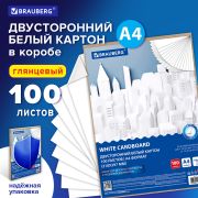 Картон белый А4 МЕЛОВАННЫЙ (белый оборот) 100 листов, в коробке, BRAUBERG, 210х297мм, 116415