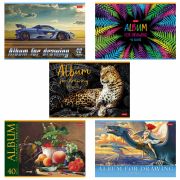 Альбом для рисования, А4, 40 л., скоба, обложка картон, HATBER, 205х290 мм, «Ассорти 2» (5 видов), 40А4В