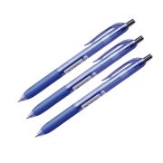 Ручка гелевая автоматическая Crown «Quick Dry» синяя, 0,5мм, грип, гибридные чернила (3 шт.)
