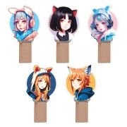Зажимы для бумаг 7мм, MESHU «Neko», 10шт., деревянные, ассорти, опп пакет с европодвесом, веревка в комплекте